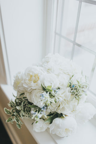 White Wedding Bouquet with Peonies