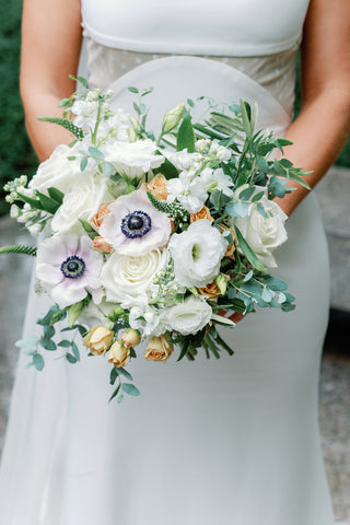 White & green wedding bouquet by Fleur Inc