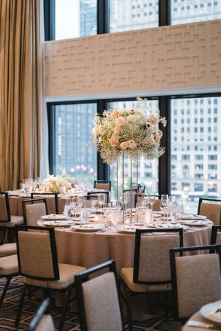 Baby's breath centerpieces at the Langham Hotel 