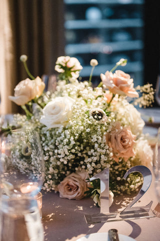 Baby's breath centerpieces at the Langham hotel