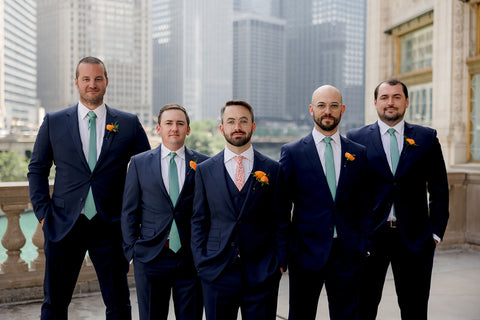 Classic boutonnieres on Groom & Groomsmen in Chicago.