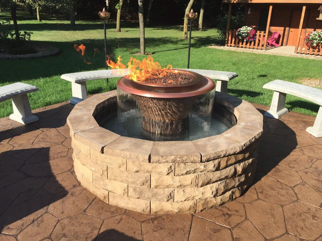 TOP Fires Olympian 360 Spillway Fire & Water Bowl in Copper by The Outdoor Plus