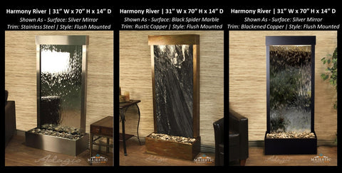 Adagio Harmony River - Flush Mounted 70"H x 31"W - Indoor Floor Fountain - Majestic Fountains & More