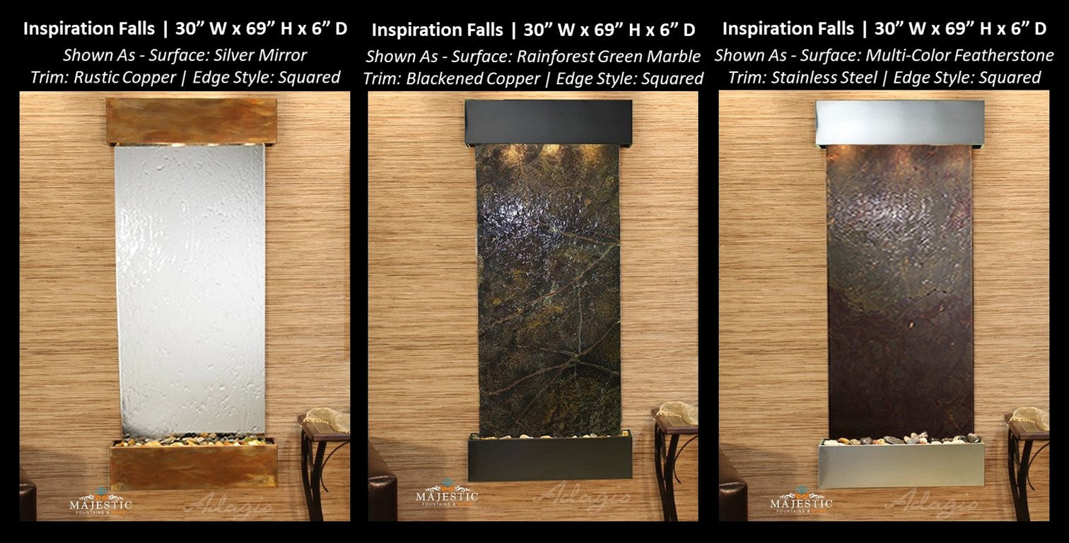 Adagio Inspiration Falls 69"H x 30"W- Indoor Wall Fountain - Majestic Fountains & More