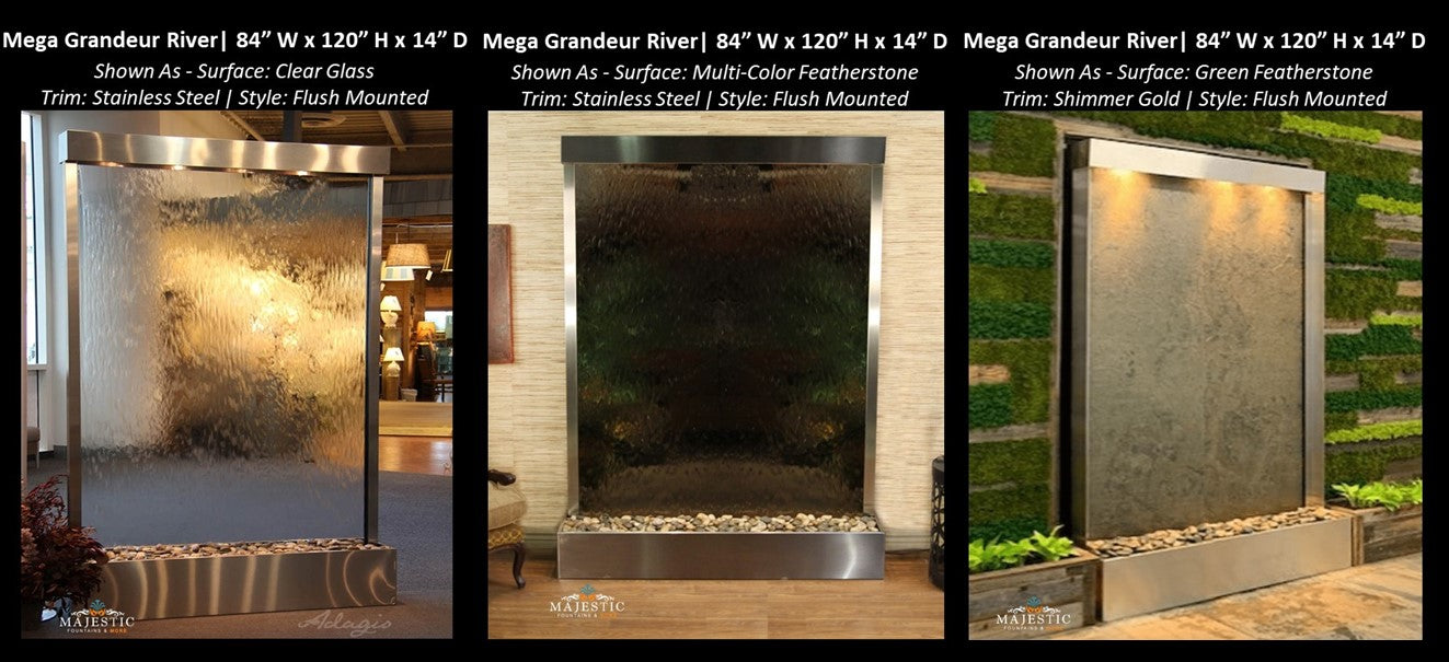 Adagio Mega Grandeur River 10ft High - Flush Mounted 120"H x 84"W - Indoor Floor Fountain - Majestic Fountains & More