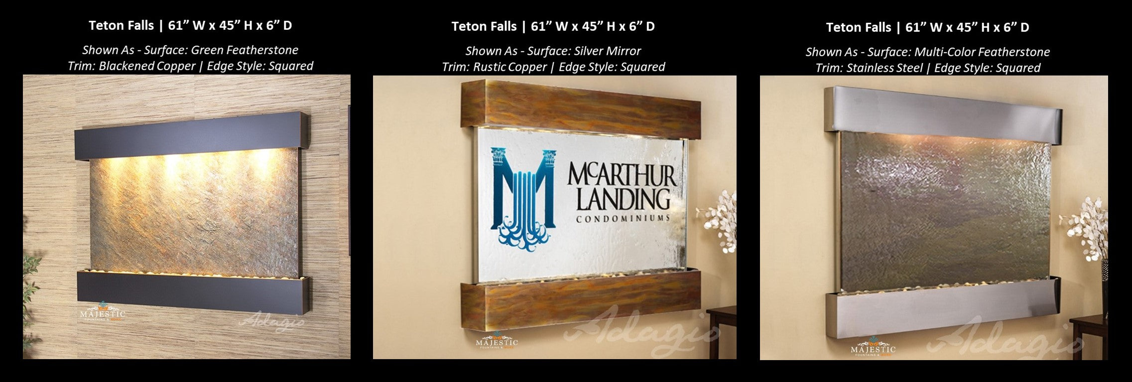 Adagio Teton Falls - Indoor Wall Fountain - Majestic Fountains & More