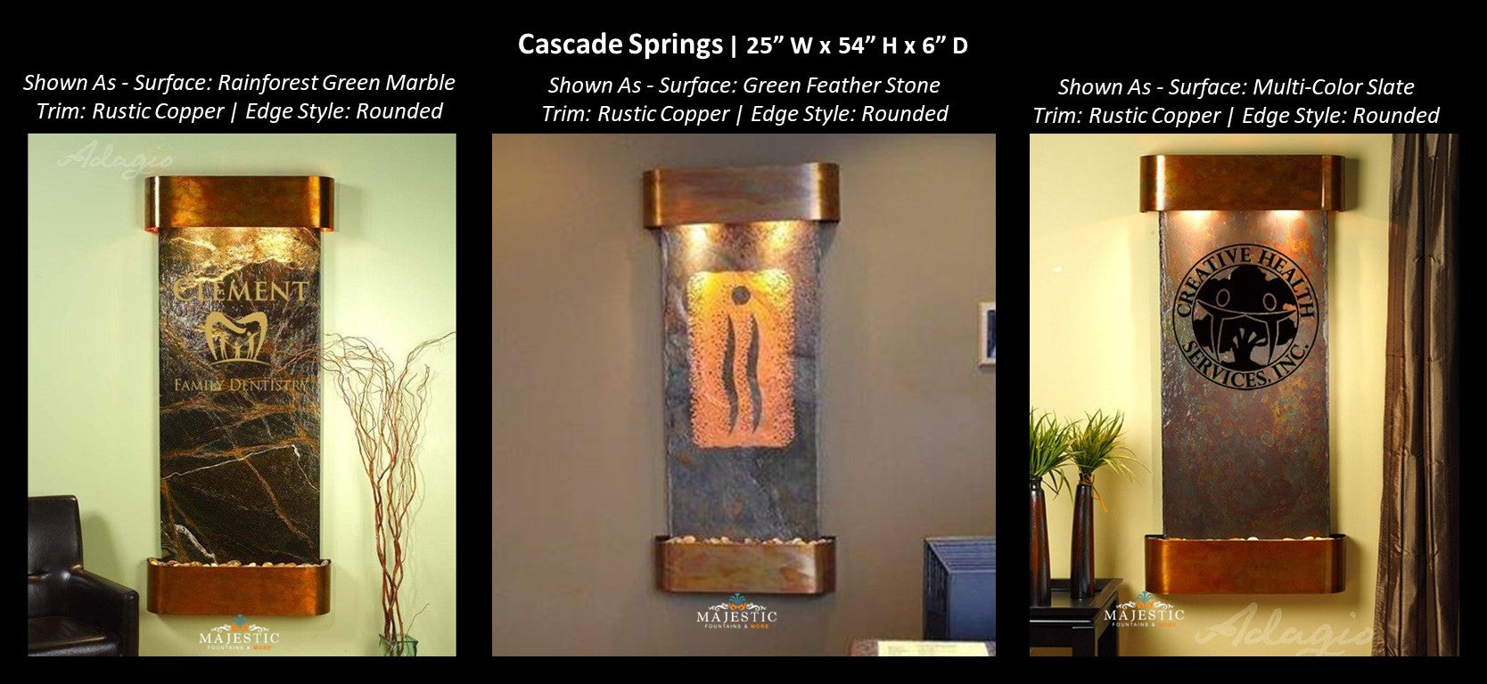 Adagio Cascade Springs - Indoor Wall Fountain - Majestic Fountains & More