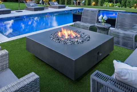 Archpot Midway Square Fire Table in GFRC Concrete