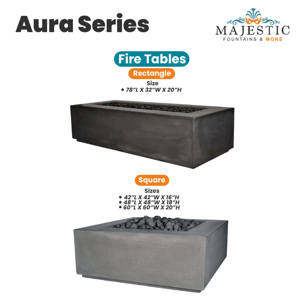 Aura Series Fire Table - Majestic Fountains and More