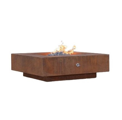 Cabo Sqaure Metal Fire Table - Majestic Fountains and More