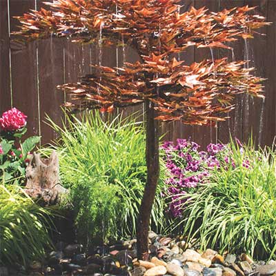 Copper Sculpture Fountain Japanese Maple Tree