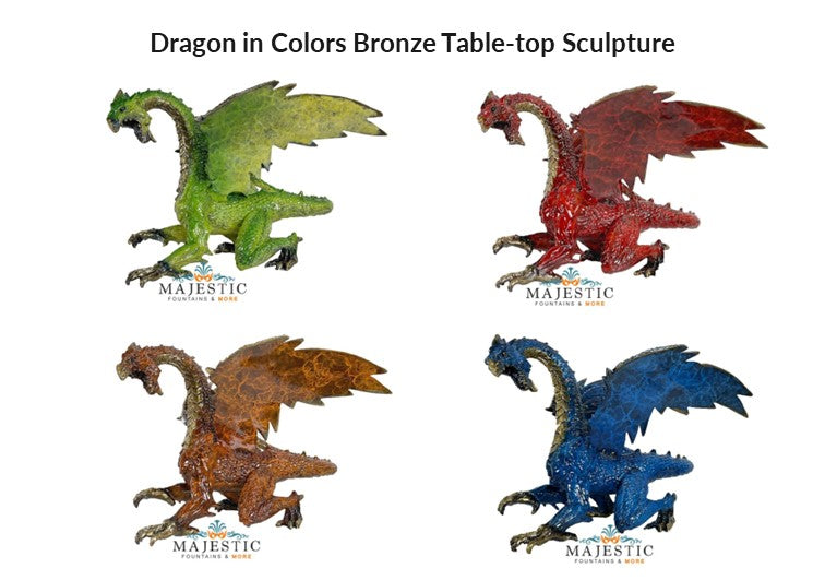 Dragon in Colors Bronze Tabletop Sculpture-Majestic Fountains and More