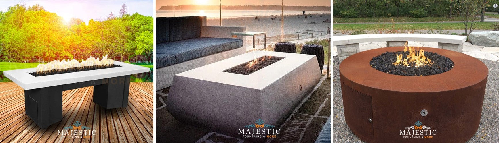 Fire Pit tables - Majestic Fountains and More.