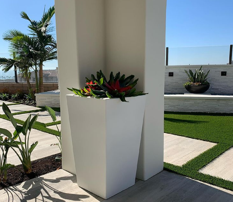 Geo Tall Square Planter - Majestic Fountains and More