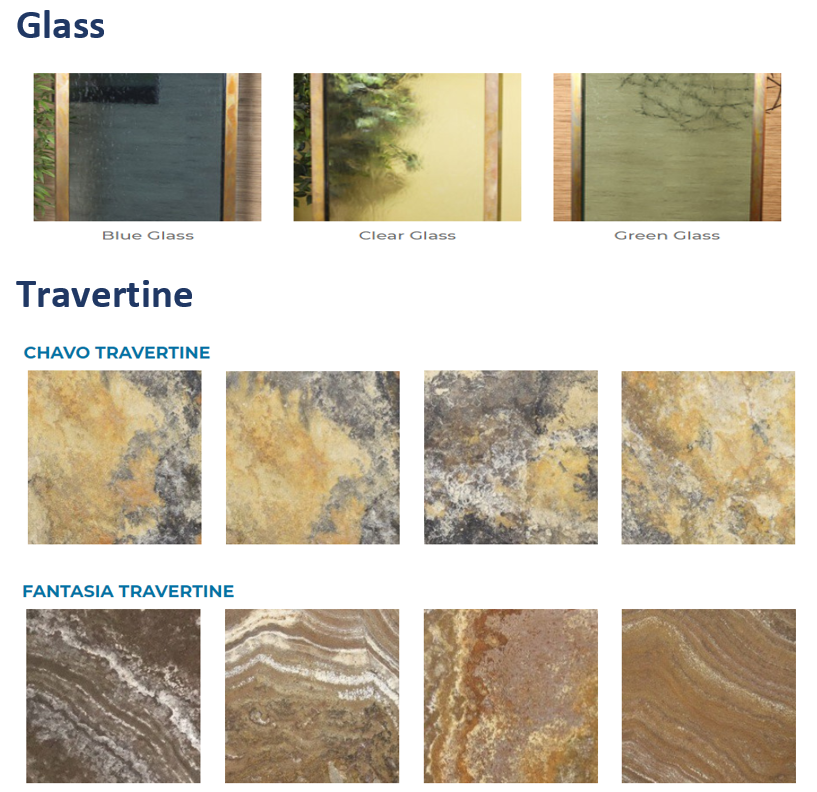 Glass and travertine