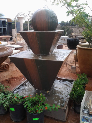 Double Oblique Fountain With Ball Fountain - Outdoor Fountain