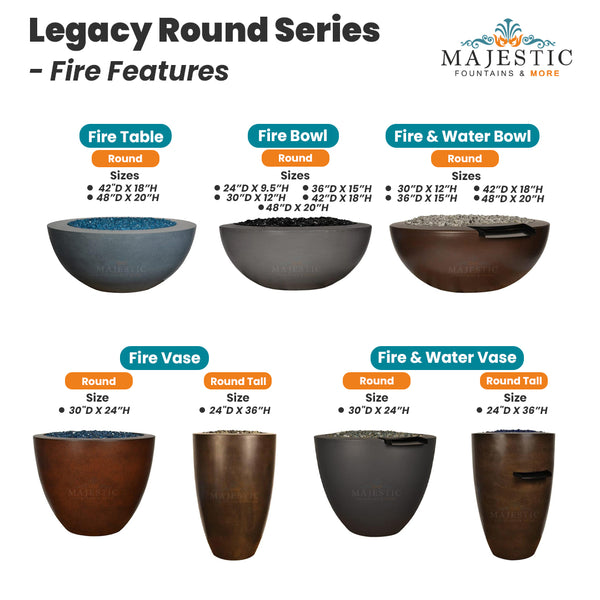 Legacy Round Series - Fire Features - Majestic Fountains and More