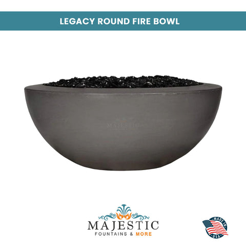 Legacy Round Fire Bowl in GFRC Concrete by Archpot - Majestic Fountains and More
