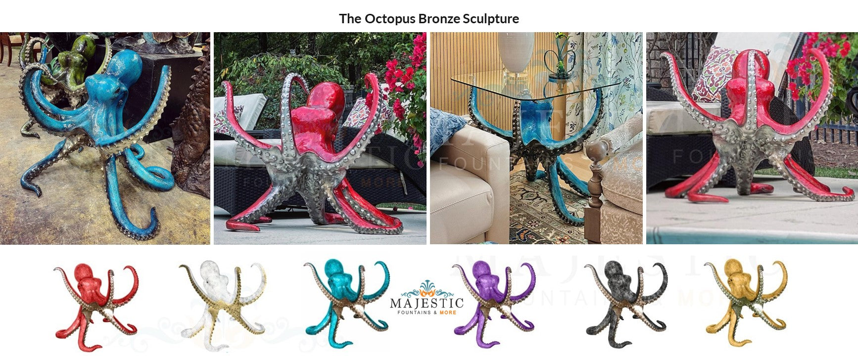 Octopus Bronze Sculpture - Majestic Fountains and More.