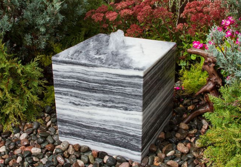 White Gray Marble Cube DIY Fountain Kit - Majestic Fountains and More