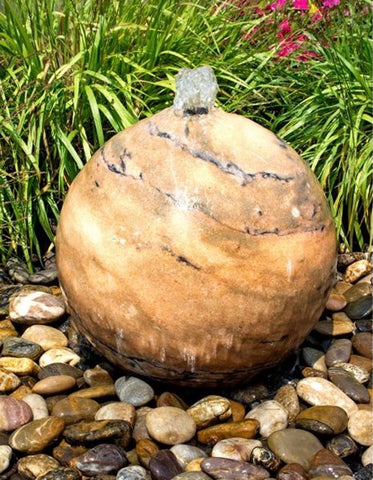 Yellow Onyx Sphere Fountain - Majestic Fountains and More