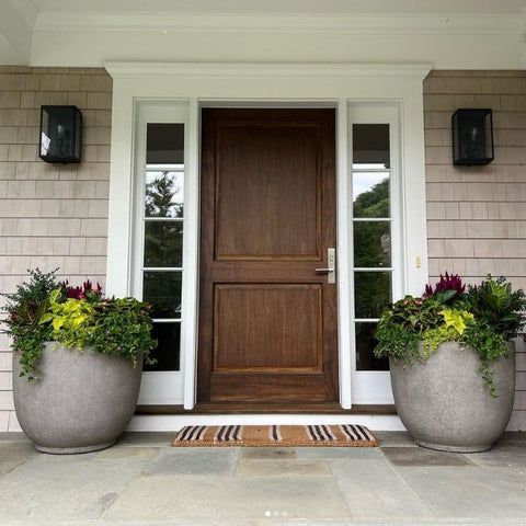 commercial planters in entrance