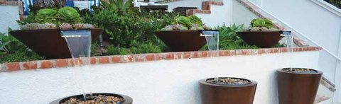 planter and water bowl landscape