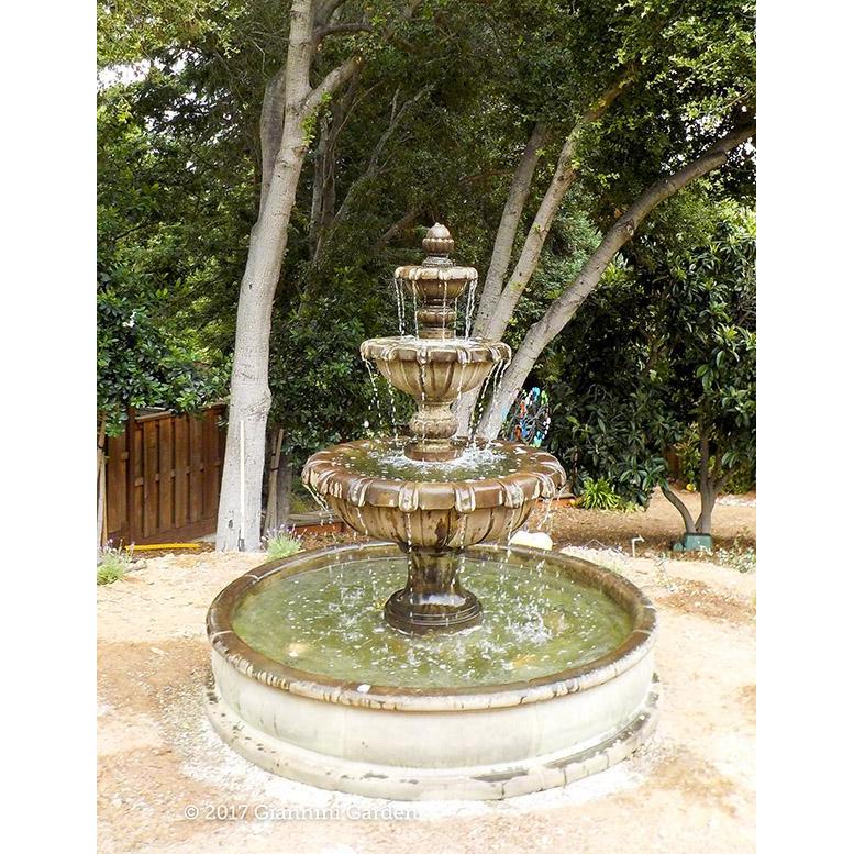 Jardin Concrete 3 Tier Outdoor Courtyard Fountain With Basin