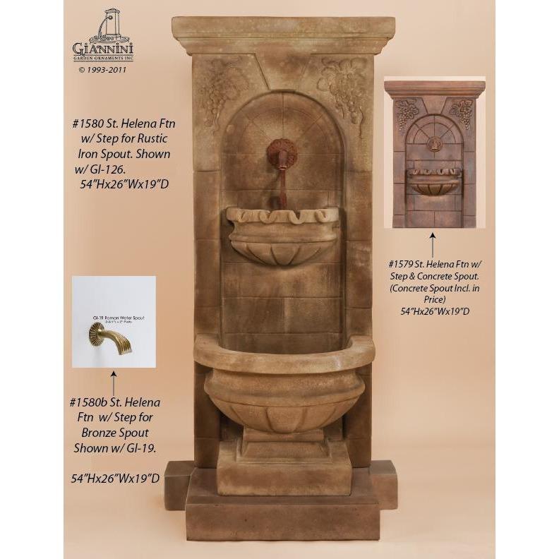 Giannini Garden St. Helena Concrete Outdoor Wall Fountain with Step