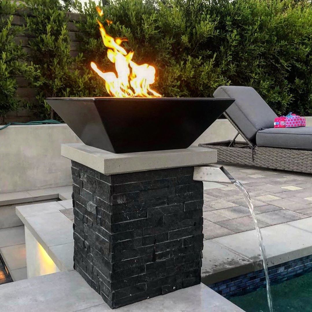 The Outdoor Plus Maya Fire Bowl in GFRC Concrete + Free Cover