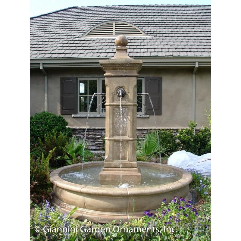 Aquitaine Concrete Outdoor Courtyard Fountain with Basin