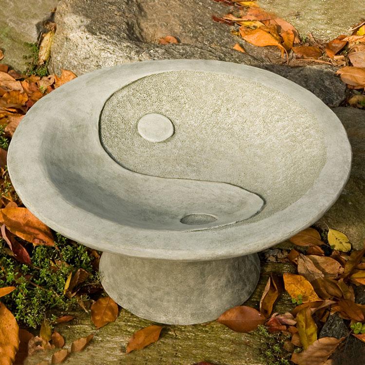 Yin Yang Pedestal Birdbath in Cast Stone by Campania International B-110