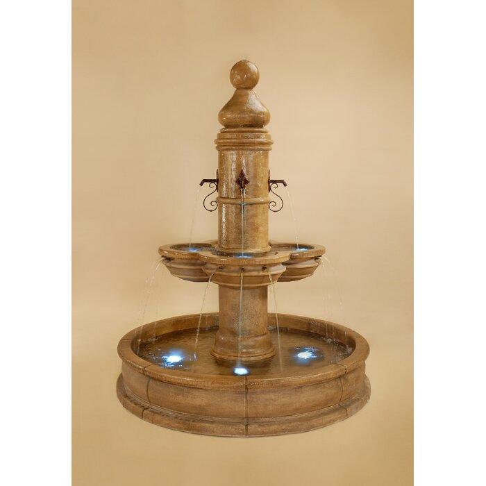 Beaumont Cast Stone Outdoor Courtyard Fountain With Basin