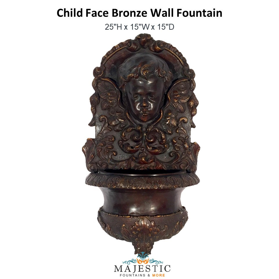 Child Face Bronze Wall Fountain