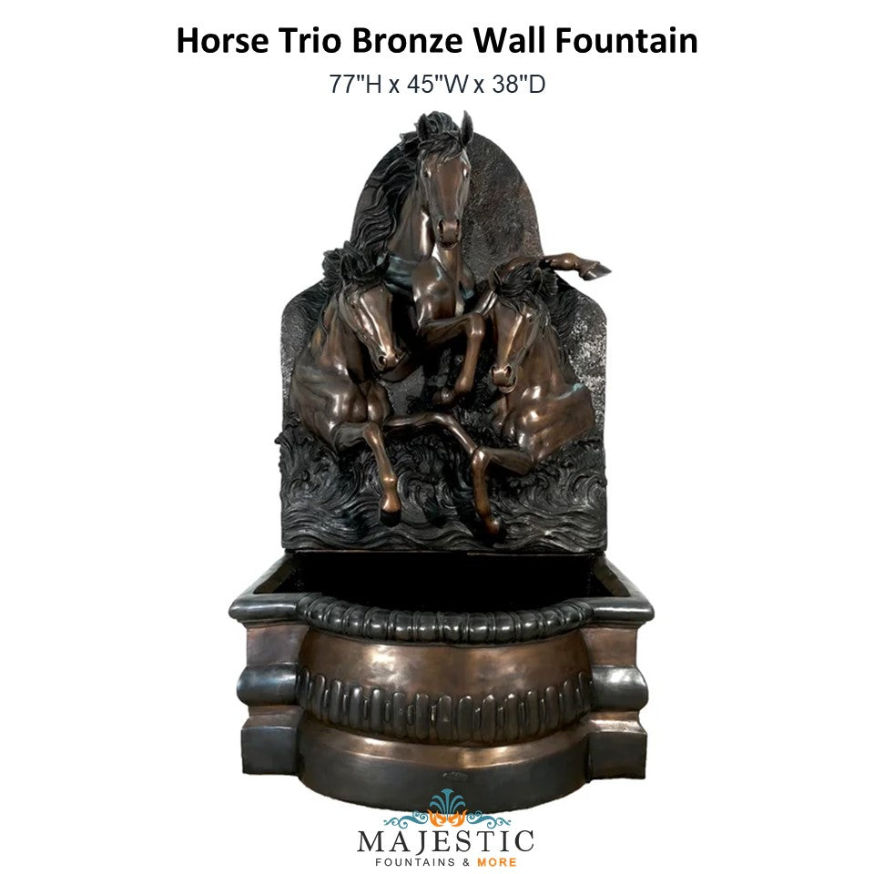 Horse Trio Bronze Wall Fountain