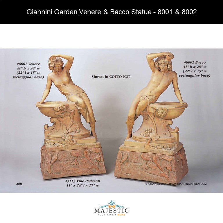 Giannini Garden Venere & Bacco Statue - 8001 & 8002 - Majestic Fountains and More
