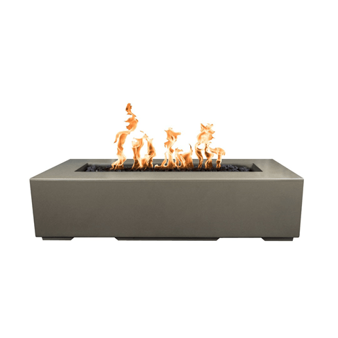 The Outdoor Plus Regal Rectangle Fire Pit in GFRC Concrete + Free Cover