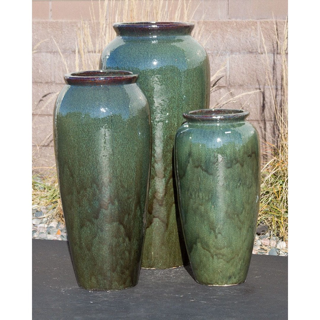 Oil Jar Moss Green Triple Vase