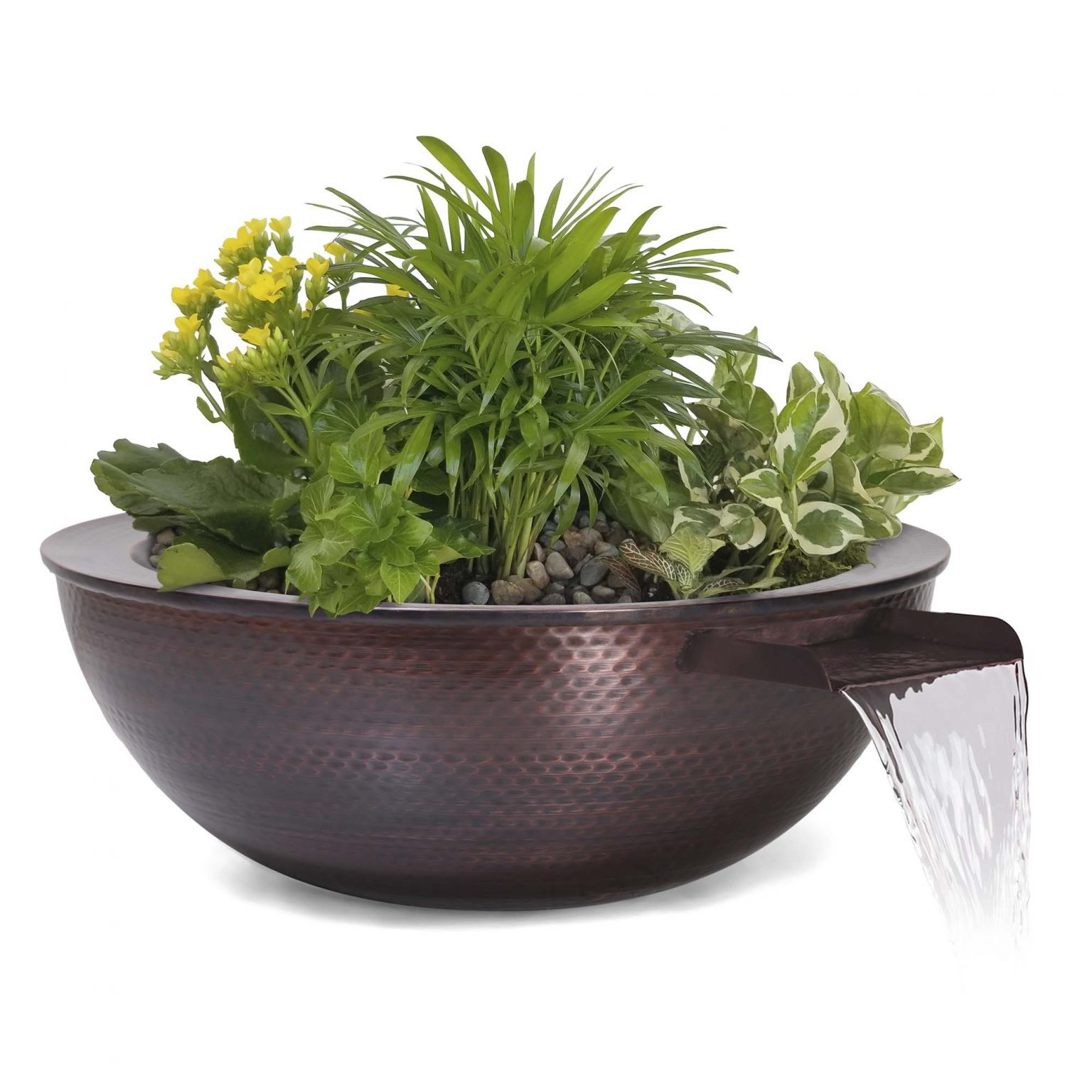 The Outdoor Plus Sedona Planter & Water Bowl in Hammered Copper