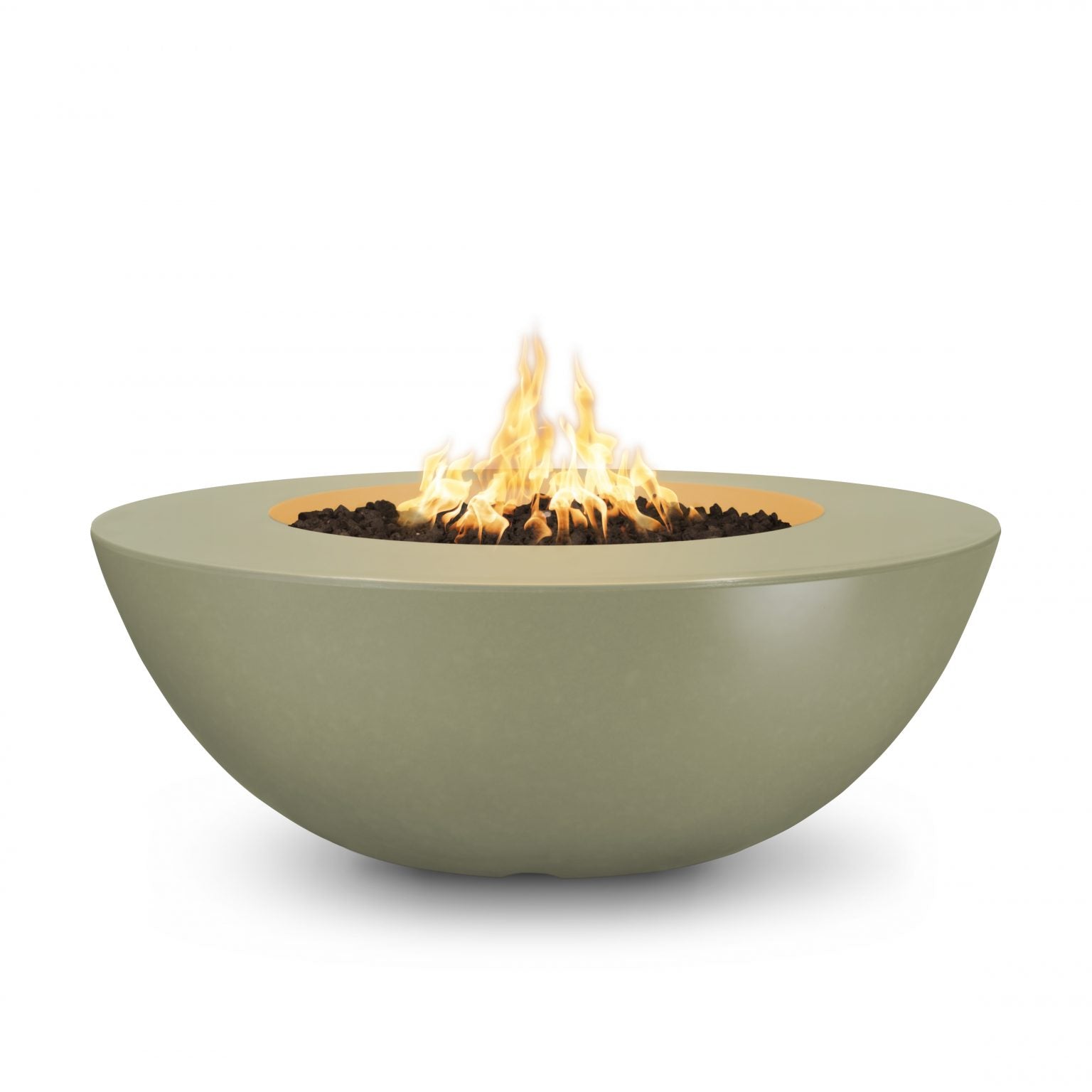 The Outdoor Plus Sedona Wide Ledge Round Fire Pit in GFRC Concrete + Free Cover