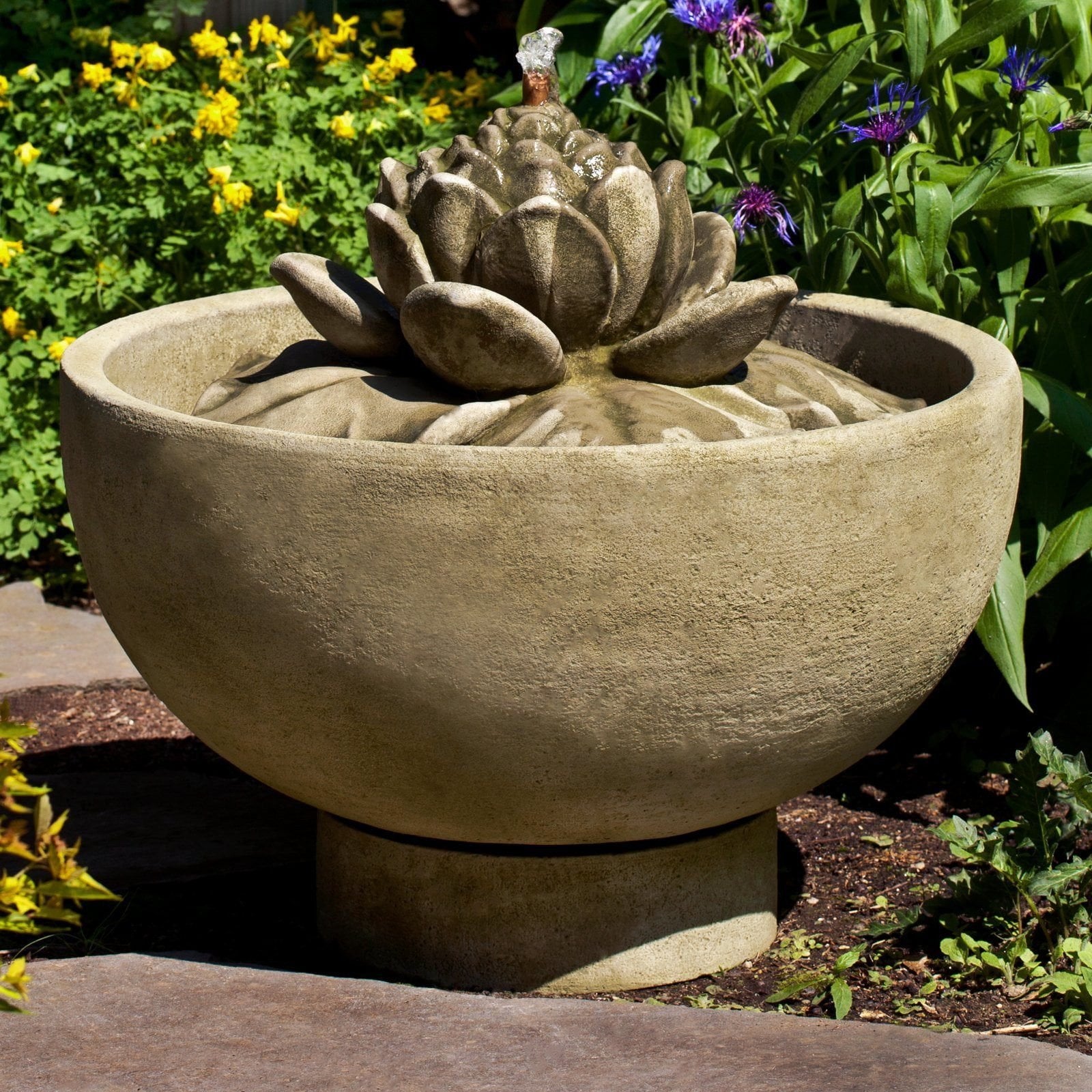 Smithsonian Lotus Fountain in Cast Stone by Campania International