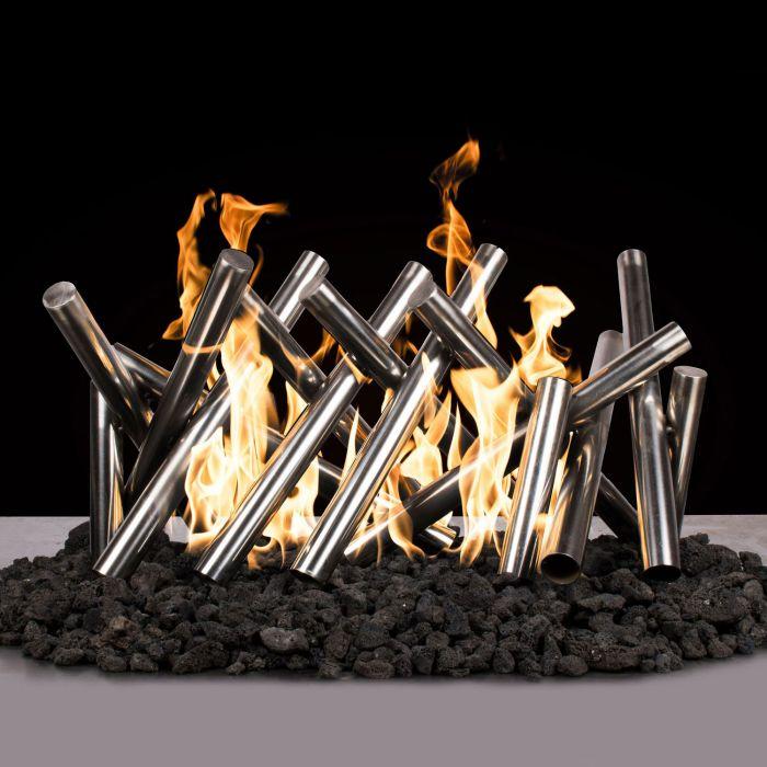 The Outdoor Plus Polished Stainless Steel Logs Fire Pit Ornament