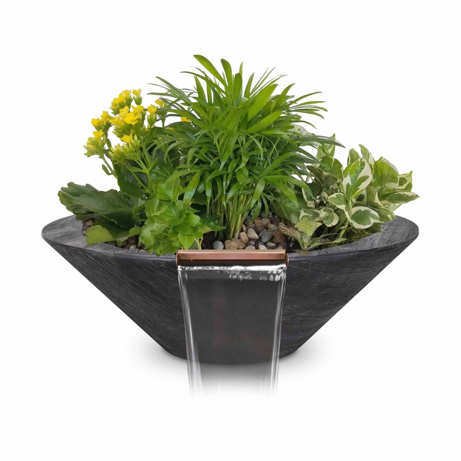 The Outdoor Plus Cazo Wood Grain Planter & Water Bowl Concrete