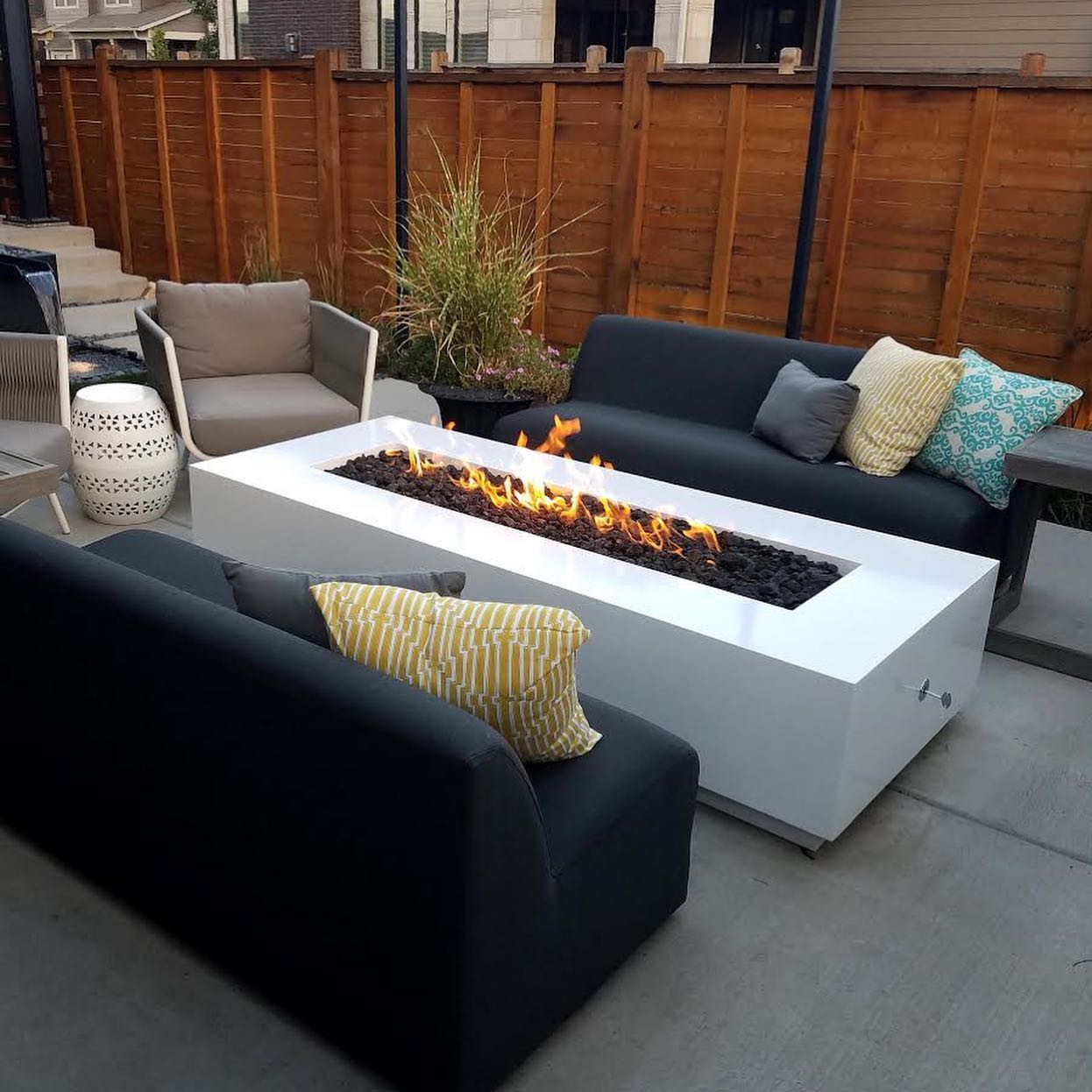 The Outdoor Plus Coronado Rectangle Fire Pit in Powder Coated Steel + Free Cover