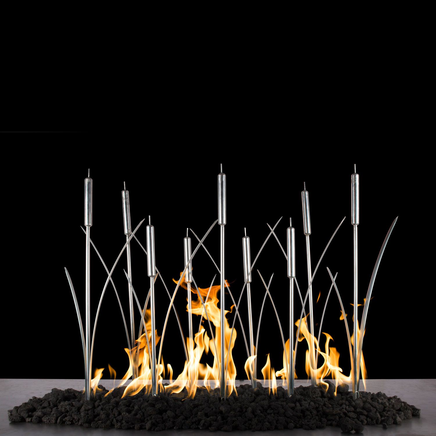 The Outdoor Plus Stainless Steel Cat Tail Fireplace Burner and Ornament