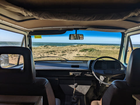 VW T3 Campervan Parked at the Beach