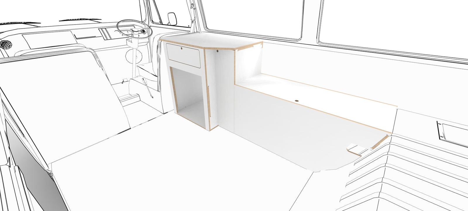 VW Kombi Camper Fitout Low Line Kitchen Unit