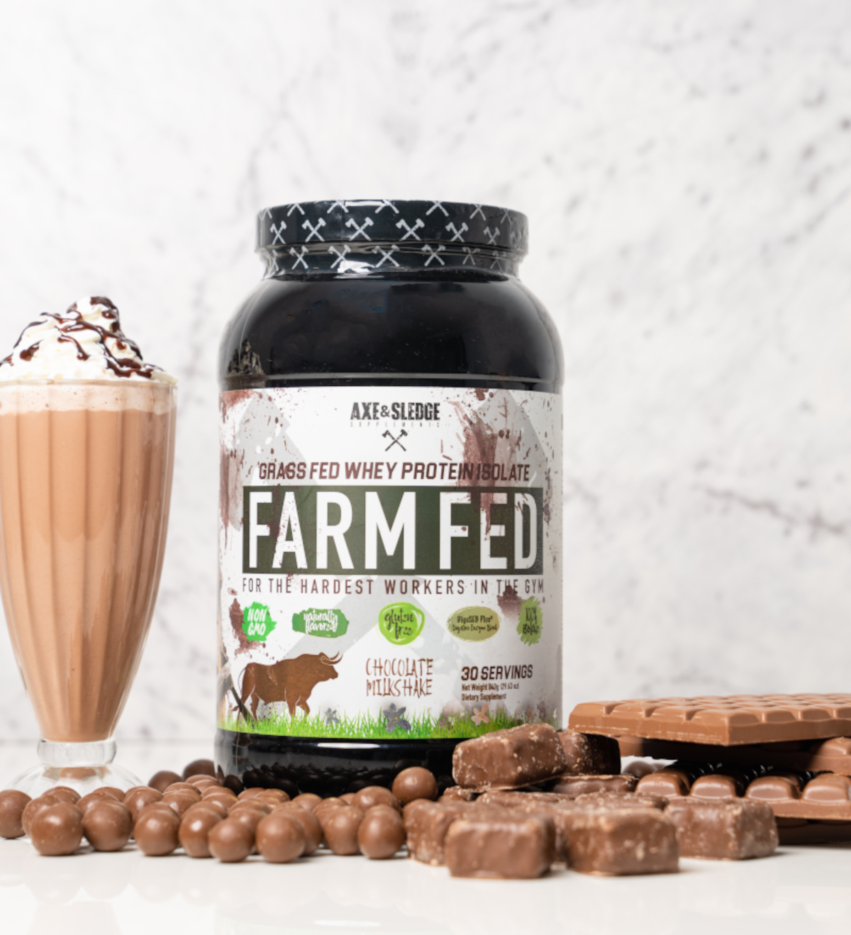 Axe & Sledge FARM FED Grass Fed Whey Protein Isolate 30 servings / Dippin' Dots Strawberry Ice Cream