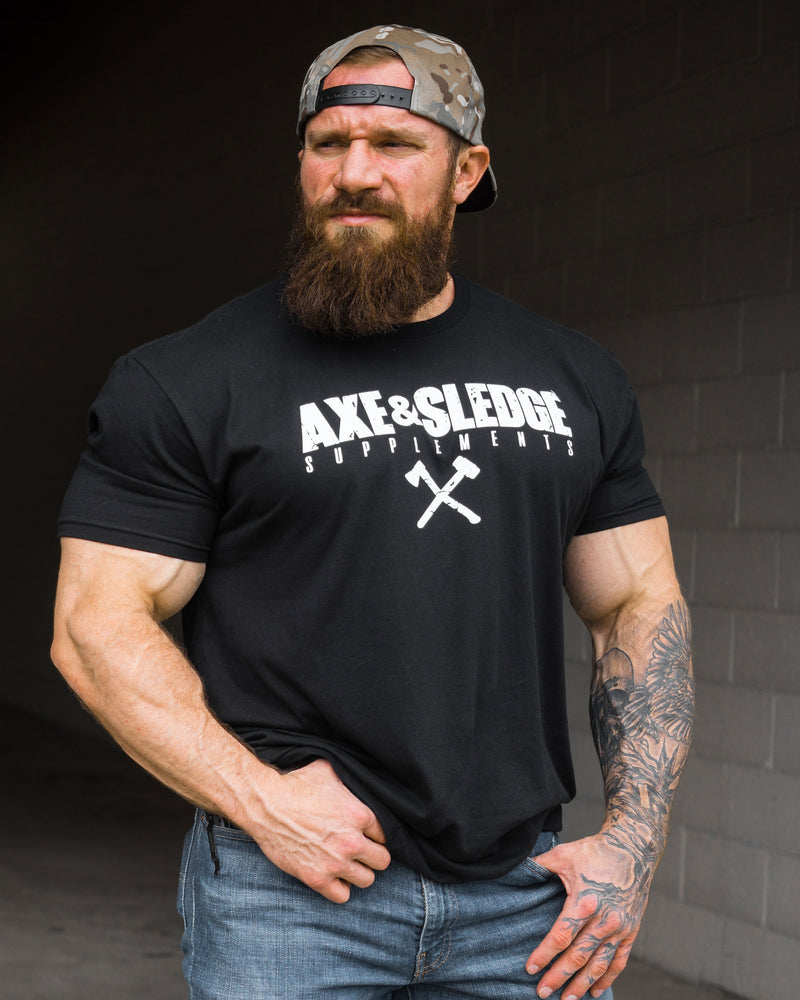 Axe & Sledge Tee // White on Black - Axe & Sledge Supplements