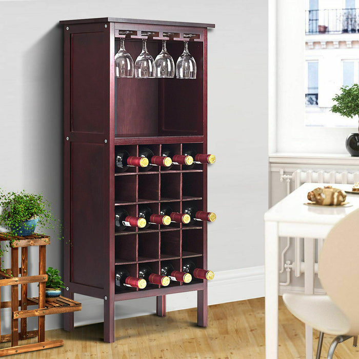 20 Bottles Wood Storage Glass Holder Cabinet Wine Rack Davis